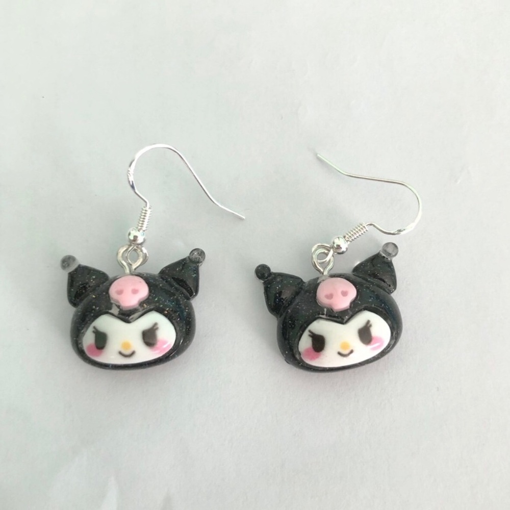NWT Cute Kuromi Character Earrings Pink and Black Kawaii Jewelry